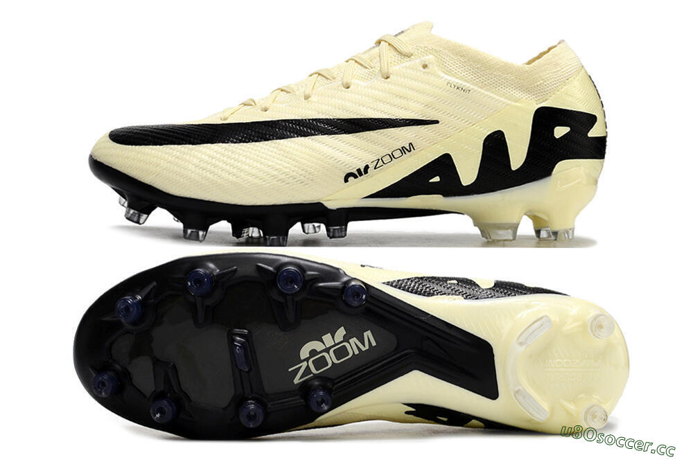 Men's Nike Air Zoom Mercurial Vapor 15 Elite AG Artificial Grass Low-Tops Football Boots - Beige/Black 1