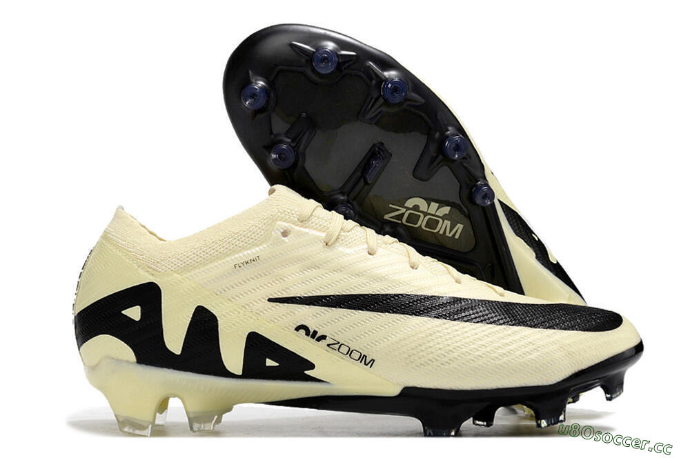 Men's Nike Air Zoom Mercurial Vapor 15 Elite AG Artificial Grass Low-Tops Football Boots - Beige/Black 2