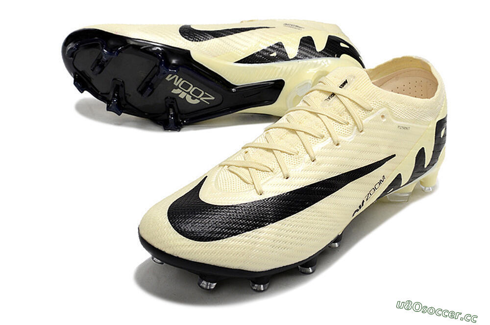 Men's Nike Air Zoom Mercurial Vapor 15 Elite AG Artificial Grass Low-Tops Football Boots - Beige/Black 3