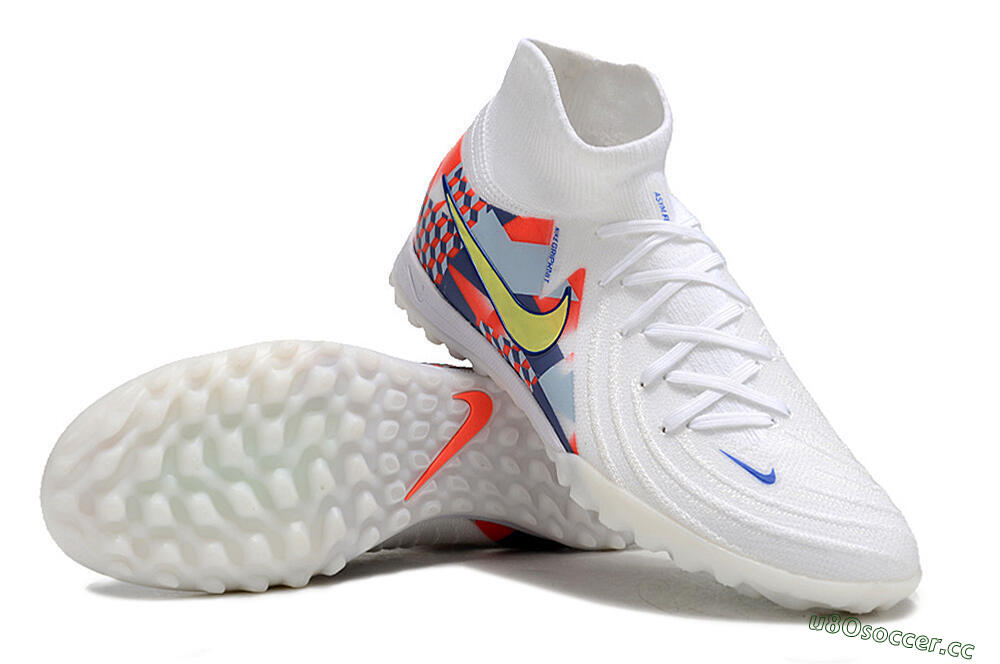 Unisex Nike Phantom Luna Elite NU TF Artificial Turf High-Tops Football Shoes - White/Red/Yellow/Blue 3