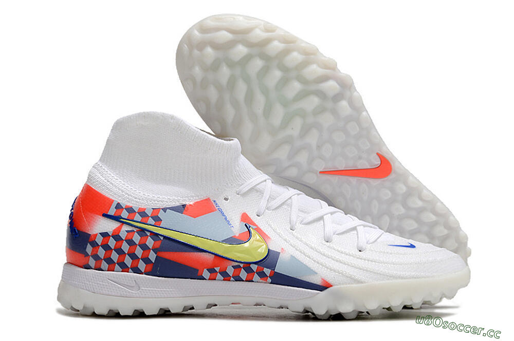 Unisex Nike Phantom Luna Elite NU TF Artificial Turf High-Tops Football Shoes - White/Red/Yellow/Blue 2