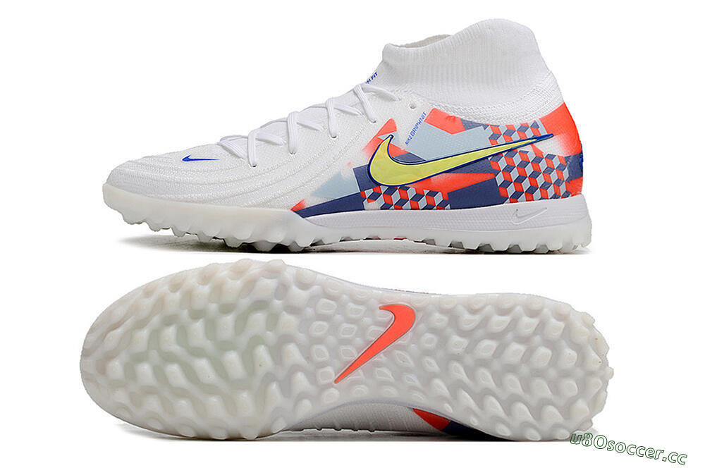 Unisex Nike Phantom Luna Elite NU TF Artificial Turf High-Tops Football Shoes - White/Red/Yellow/Blue 1