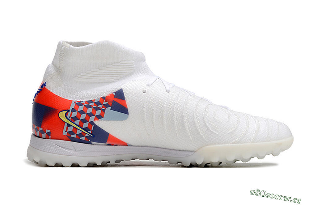 Unisex Nike Phantom Luna Elite NU TF Artificial Turf High-Tops Football Shoes - White/Red/Yellow/Blue 4