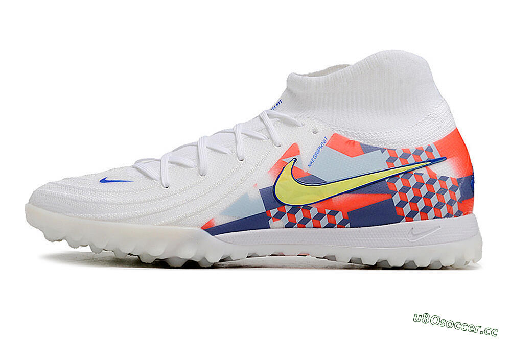 Unisex Nike Phantom Luna Elite NU TF Artificial Turf High-Tops Football Shoes - White/Red/Yellow/Blue 0