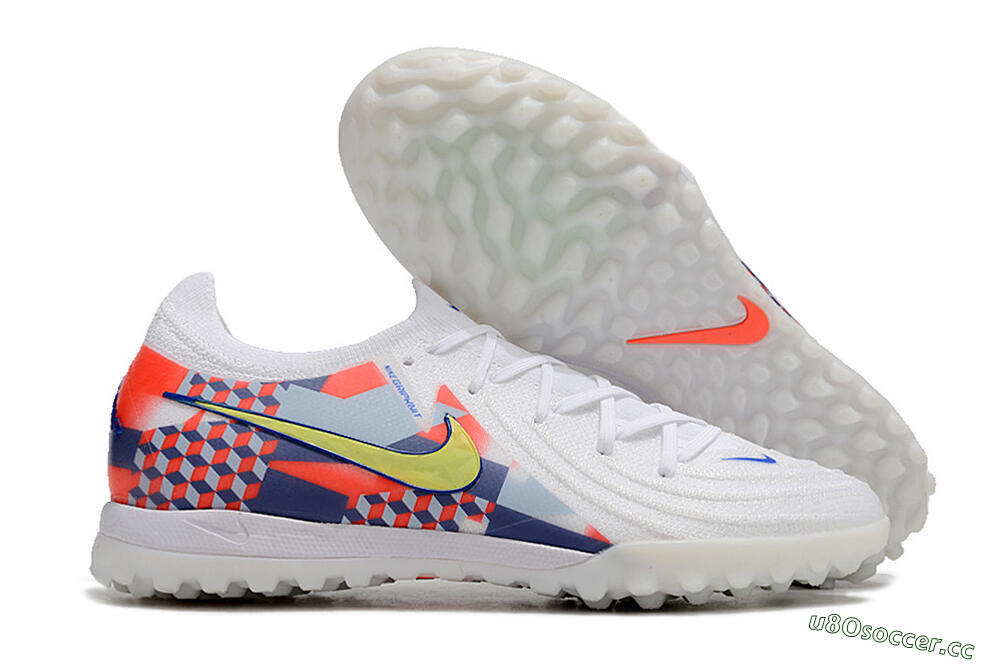 Unisex Nike Phantom Luna Elite NU TF Artificial Turf Low-Tops Football Shoes - White/Red/Yellow/Blue 2