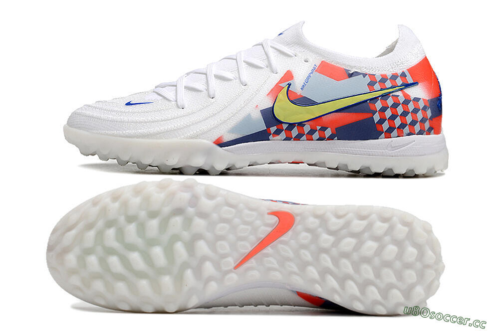 Unisex Nike Phantom Luna Elite NU TF Artificial Turf Low-Tops Football Shoes - White/Red/Yellow/Blue 1