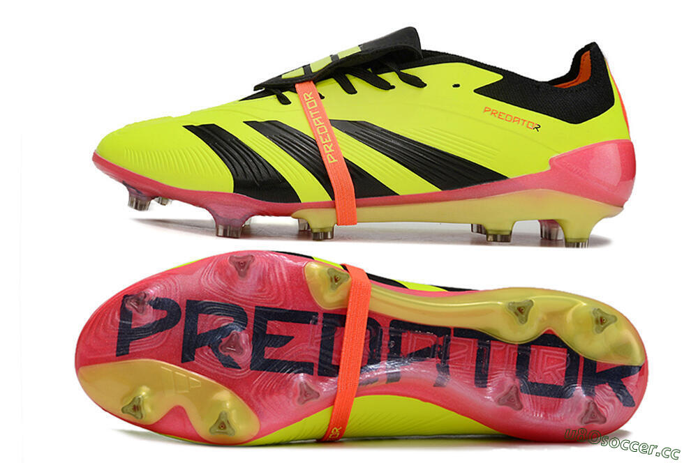 Men's Adidas Predator Elite Foldover Tongue FG Firm Ground Low-Tops Football Boots - Yellow/Black/Pink 1