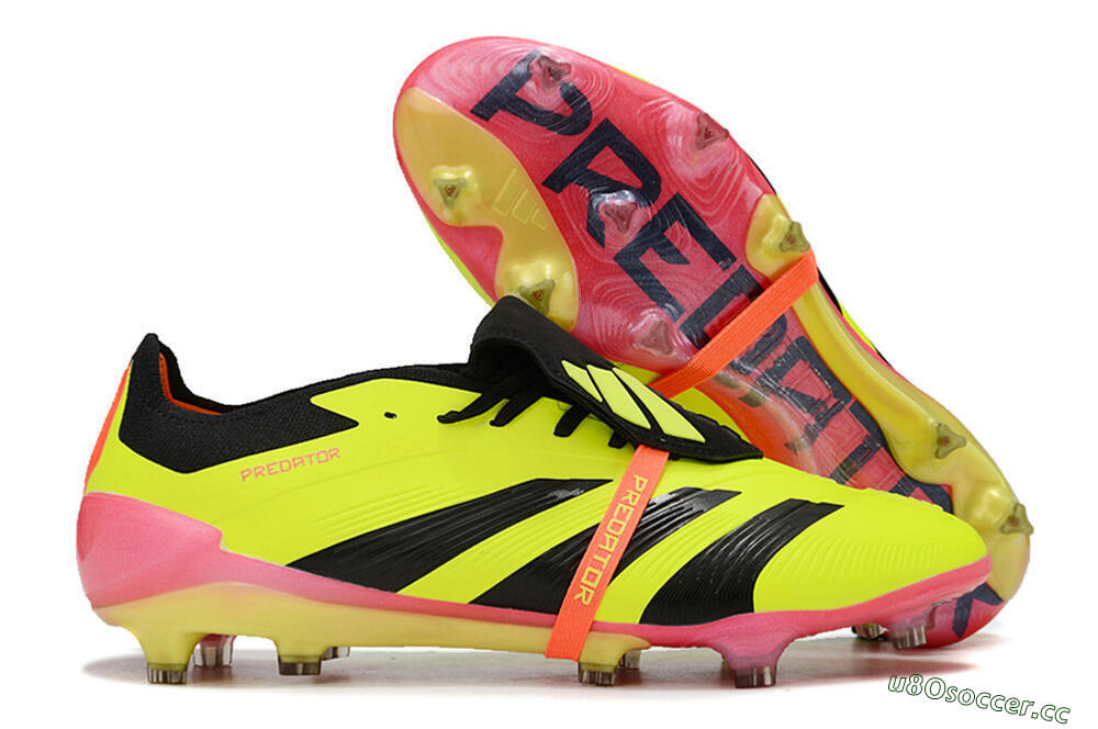 Men's Adidas Predator Elite Foldover Tongue FG Firm Ground Low-Tops Football Boots - Yellow/Black/Pink 2