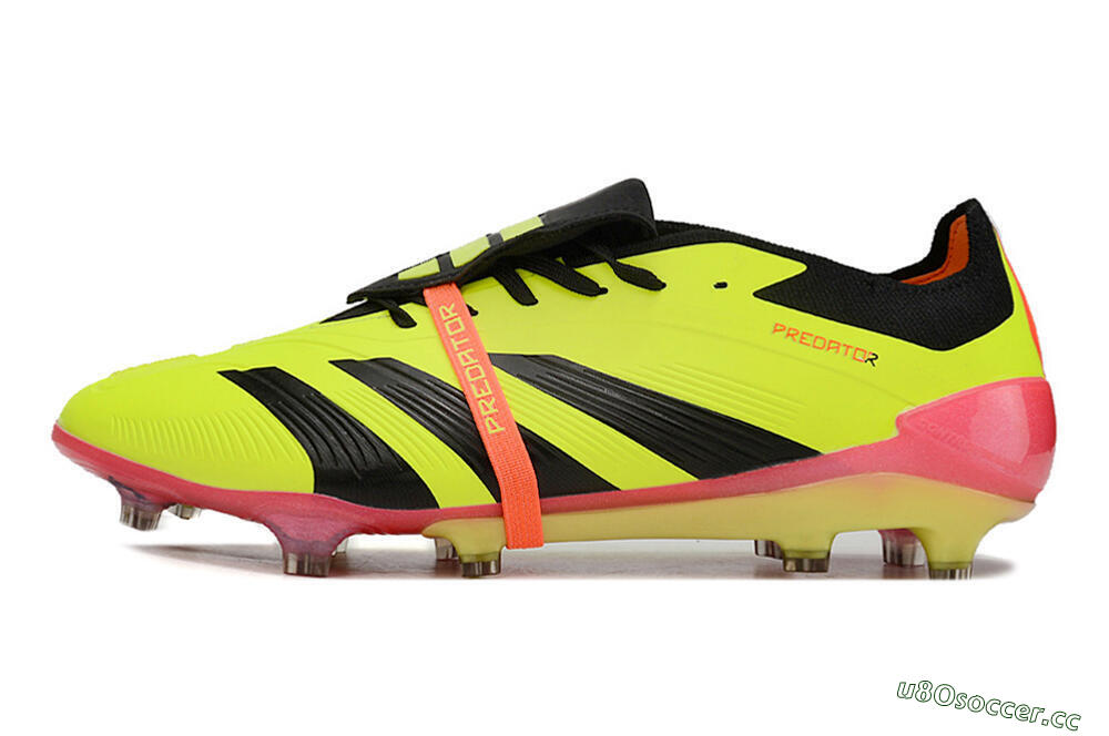 Men's Adidas Predator Elite Foldover Tongue FG Firm Ground Low-Tops Football Boots - Yellow/Black/Pink 0