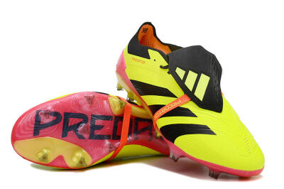 Men's Adidas Predator Elite Foldover Tongue FG Firm Ground Low-Tops Football Boots - Yellow/Black/Pink