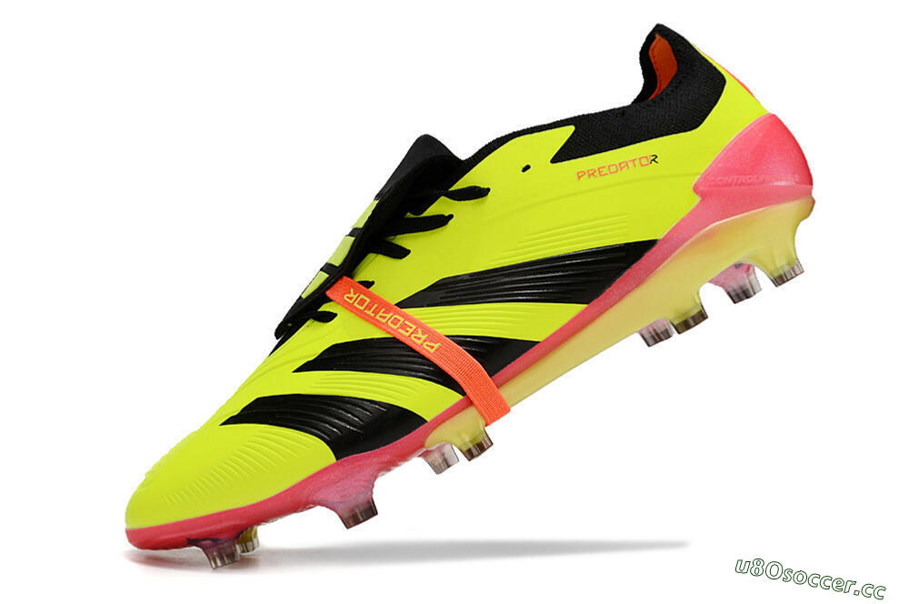 Men's Adidas Predator Elite Foldover Tongue FG Firm Ground Low-Tops Football Boots - Yellow/Black/Pink 5