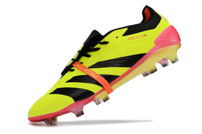 Men's Adidas Predator Elite Foldover Tongue FG Firm Ground Low-Tops Football Boots - Yellow/Black/Pink