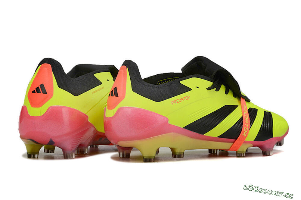 Men's Adidas Predator Elite Foldover Tongue FG Firm Ground Low-Tops Football Boots - Yellow/Black/Pink 6