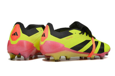 Men's Adidas Predator Elite Foldover Tongue FG Firm Ground Low-Tops Football Boots - Yellow/Black/Pink