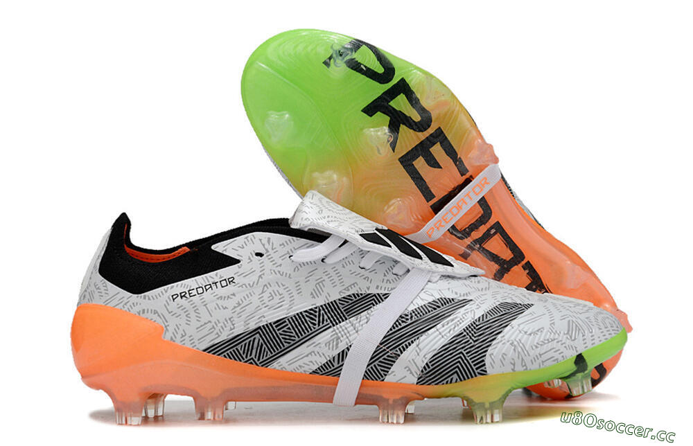 Men's Adidas Predator Elite Foldover Tongue FG Firm Ground Low-Tops Football Boots - White/Black/Orange 2