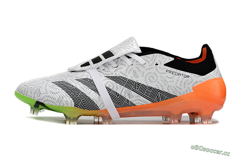 Men's Adidas Predator Elite Foldover Tongue FG Firm Ground Low-Tops Football Boots - White/Black/Orange 0