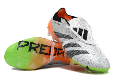 Men's Adidas Predator Elite Foldover Tongue FG Firm Ground Low-Tops Football Boots - White/Black/Orange