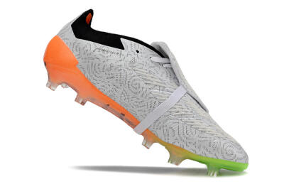 Men's Adidas Predator Elite Foldover Tongue FG Firm Ground Low-Tops Football Boots - White/Black/Orange