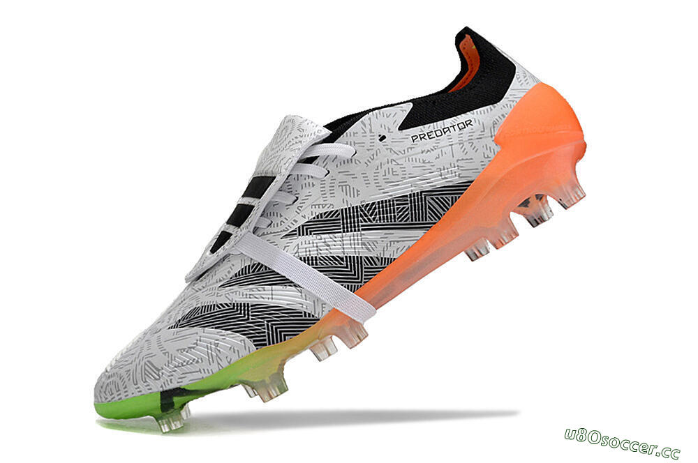 Men's Adidas Predator Elite Foldover Tongue FG Firm Ground Low-Tops Football Boots - White/Black/Orange 5