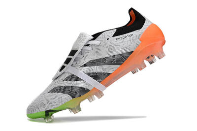 Men's Adidas Predator Elite Foldover Tongue FG Firm Ground Low-Tops Football Boots - White/Black/Orange