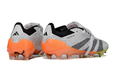 Men's Adidas Predator Elite Foldover Tongue FG Firm Ground Low-Tops Football Boots - White/Black/Orange
