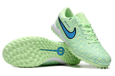 Men's Nike Tiempo Legend 10 Pro TF Artificial Turf Low-Tops Football Shoes - Green/Blue/White