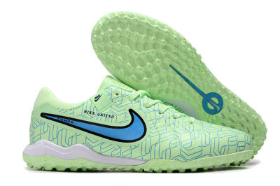 Men's Nike Tiempo Legend 10 Pro TF Artificial Turf Low-Tops Football Shoes - Green/Blue/White