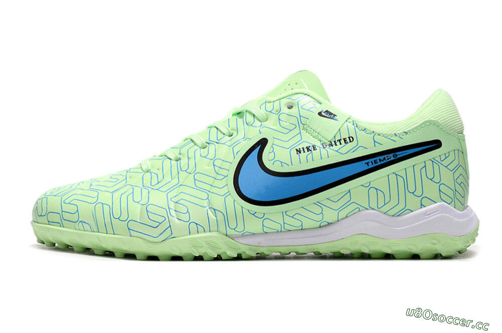 Men's Nike Tiempo Legend 10 Pro TF Artificial Turf Low-Tops Football Shoes - Green/Blue/White 0