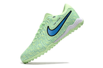 Men's Nike Tiempo Legend 10 Pro TF Artificial Turf Low-Tops Football Shoes - Green/Blue/White