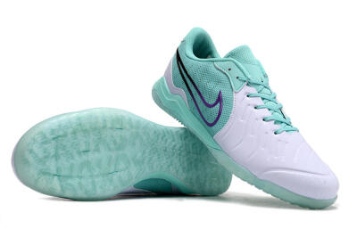 Men's Nike Tiempo Legend 10 Pro IC Indoor & Futsal Low-Tops Football Shoes - White/Blue/Purple