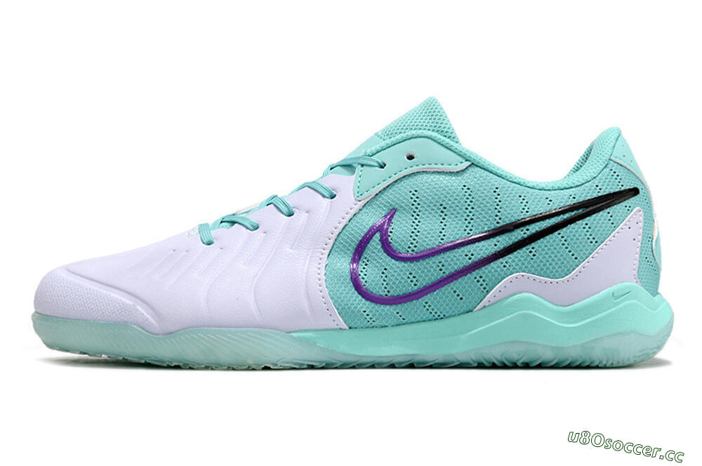 Men's Nike Tiempo Legend 10 Pro IC Indoor & Futsal Low-Tops Football Shoes - White/Blue/Purple 0