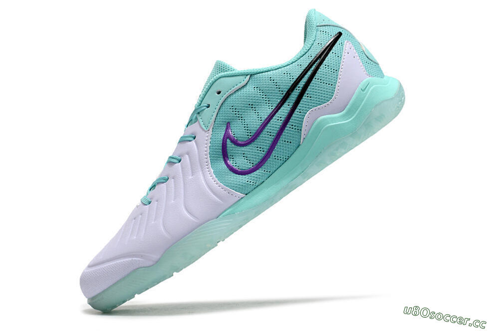 Men's Nike Tiempo Legend 10 Pro IC Indoor & Futsal Low-Tops Football Shoes - White/Blue/Purple 5