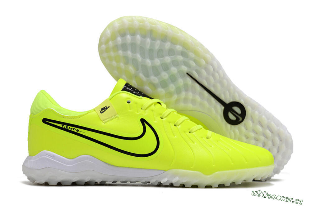 Men's Nike Tiempo Legend 10 Pro TF Artificial Turf Low-Tops Football Shoes - Yellow/Black/White 2