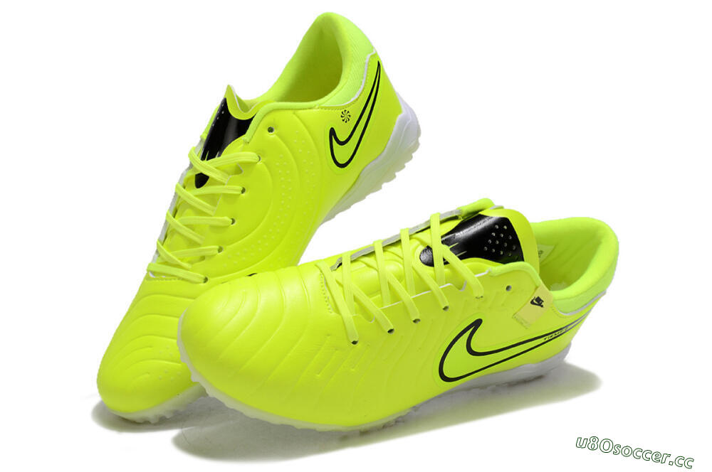 Men's Nike Tiempo Legend 10 Pro TF Artificial Turf Low-Tops Football Shoes - Yellow/Black/White 3