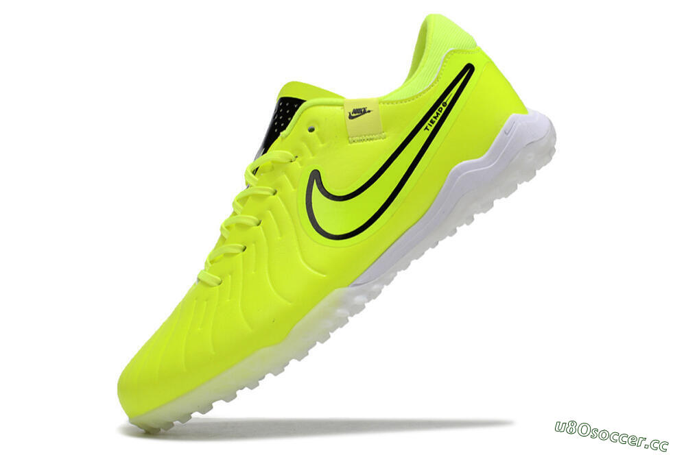 Men's Nike Tiempo Legend 10 Pro TF Artificial Turf Low-Tops Football Shoes - Yellow/Black/White 5