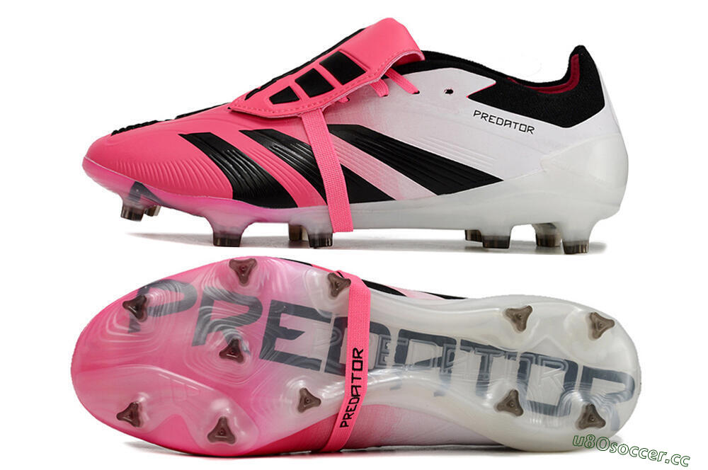 Men's Adidas Predator Elite Foldover Tongue FG Firm Ground Low-Tops Football Boots - Pink/Black/White 1