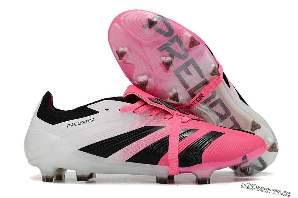 Men's Adidas Predator Elite Foldover Tongue FG Firm Ground Low-Tops Football Boots - Pink/Black/White 2