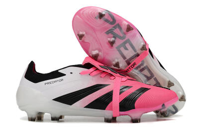Men's Adidas Predator Elite Foldover Tongue FG Firm Ground Low-Tops Football Boots - Pink/Black/White