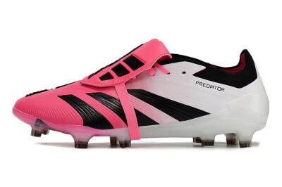 Men's Adidas Predator Elite Foldover Tongue FG Firm Ground Low-Tops Football Boots - Pink/Black/White