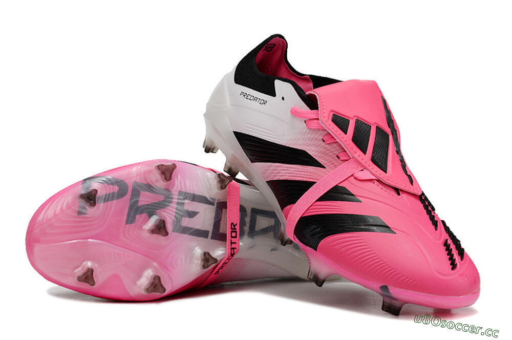 Men's Adidas Predator Elite Foldover Tongue FG Firm Ground Low-Tops Football Boots - Pink/Black/White 3