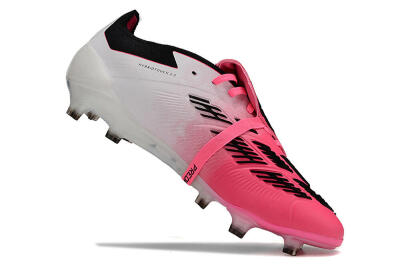 Men's Adidas Predator Elite Foldover Tongue FG Firm Ground Low-Tops Football Boots - Pink/Black/White
