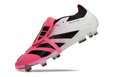 Men's Adidas Predator Elite Foldover Tongue FG Firm Ground Low-Tops Football Boots - Pink/Black/White