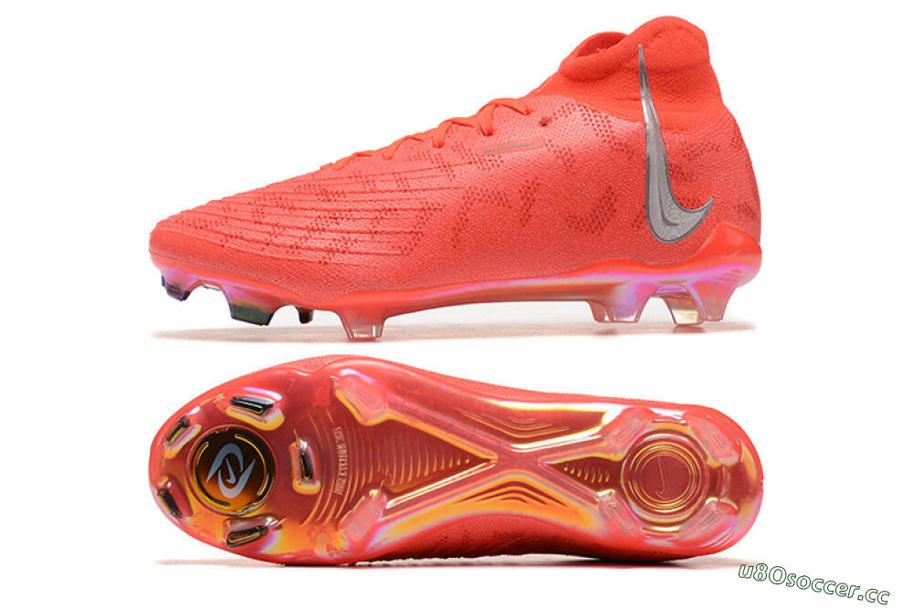 Men's Nike Phantom Luna Elite UN FG Firm Ground High-Tops Football Boots - Red/Silver/Gold 1