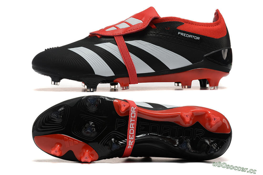 Men's Adidas Predator Elite Foldover Tongue FG Firm Ground Low-Tops Football Boots - Black/White/Red 1