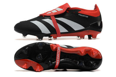 Men's Adidas Predator Elite Foldover Tongue FG Firm Ground Low-Tops Football Boots - Black/White/Red
