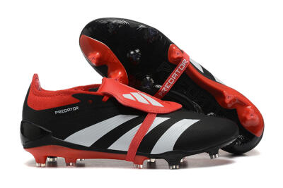 Men's Adidas Predator Elite Foldover Tongue FG Firm Ground Low-Tops Football Boots - Black/White/Red