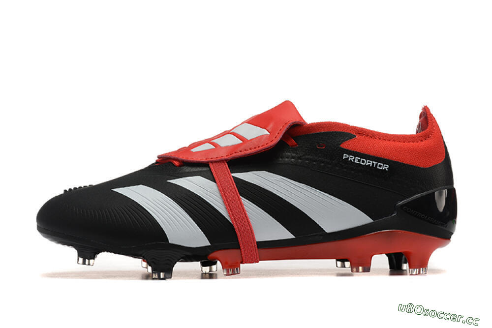 Men's Adidas Predator Elite Foldover Tongue FG Firm Ground Low-Tops Football Boots - Black/White/Red 0