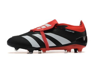 Men's Adidas Predator Elite Foldover Tongue FG Firm Ground Low-Tops Football Boots - Black/White/Red