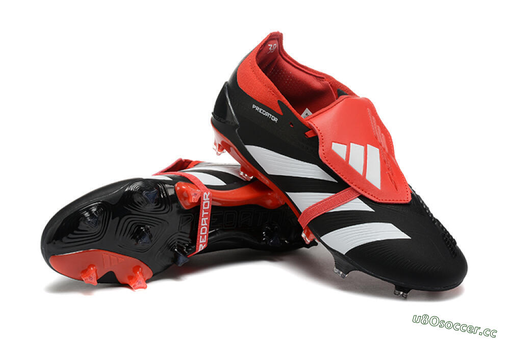 Men's Adidas Predator Elite Foldover Tongue FG Firm Ground Low-Tops Football Boots - Black/White/Red 4