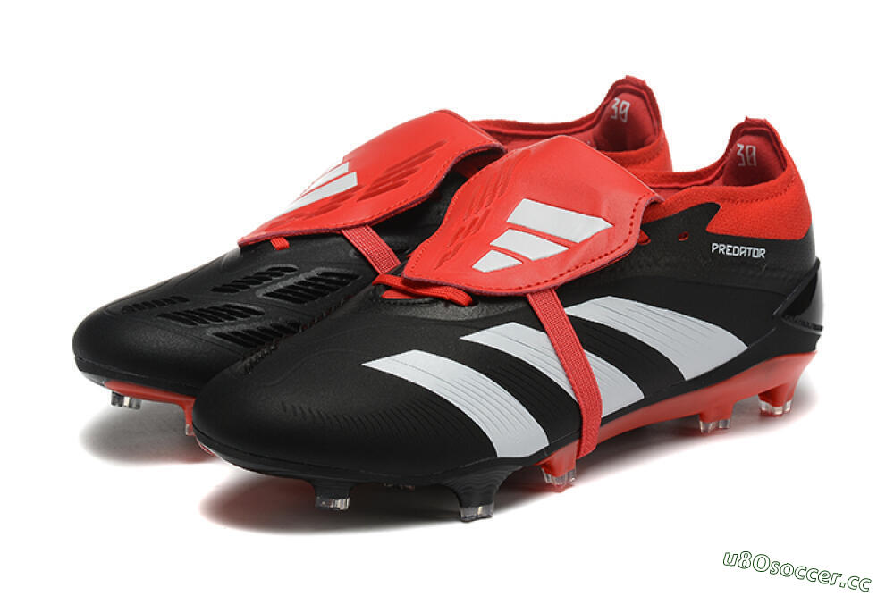 Men's Adidas Predator Elite Foldover Tongue FG Firm Ground Low-Tops Football Boots - Black/White/Red 5
